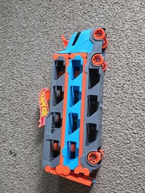 Hot Wheels Blue & Orange Car Transporter Toy Truck